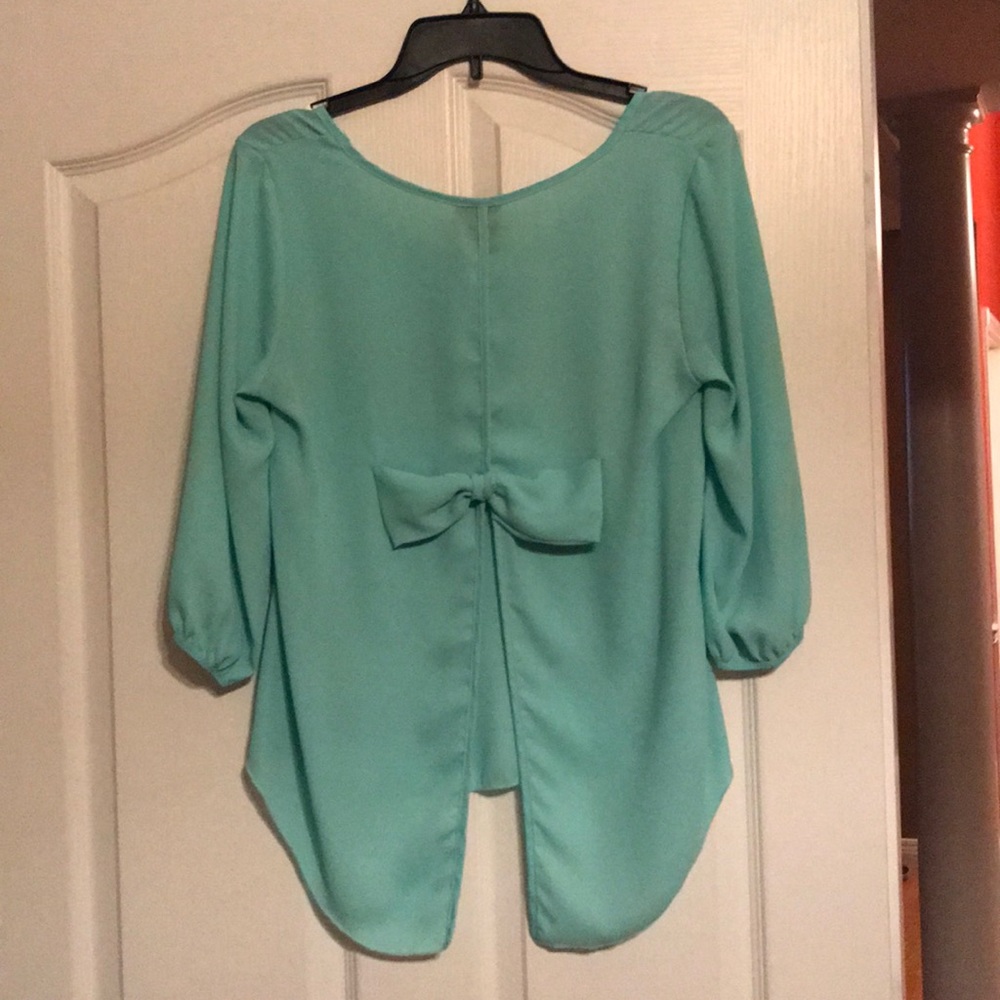 Rue21 Turquoise Top with Bow & Open Back
